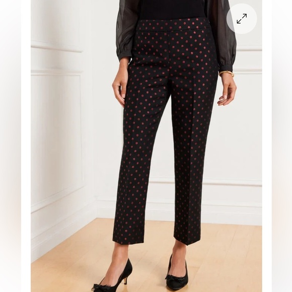 Talbots Pants - Talbots Kick Crop Pants in Holiday Dot Sz‎ 12 Black & Red Shimmering Polka Dots